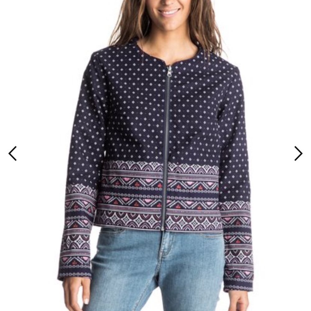 Roxyreversible Patterned Denim Jacket- Sz Med - image 2